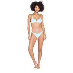 L*Space Jean Bikini Top Blue Size 36C-D